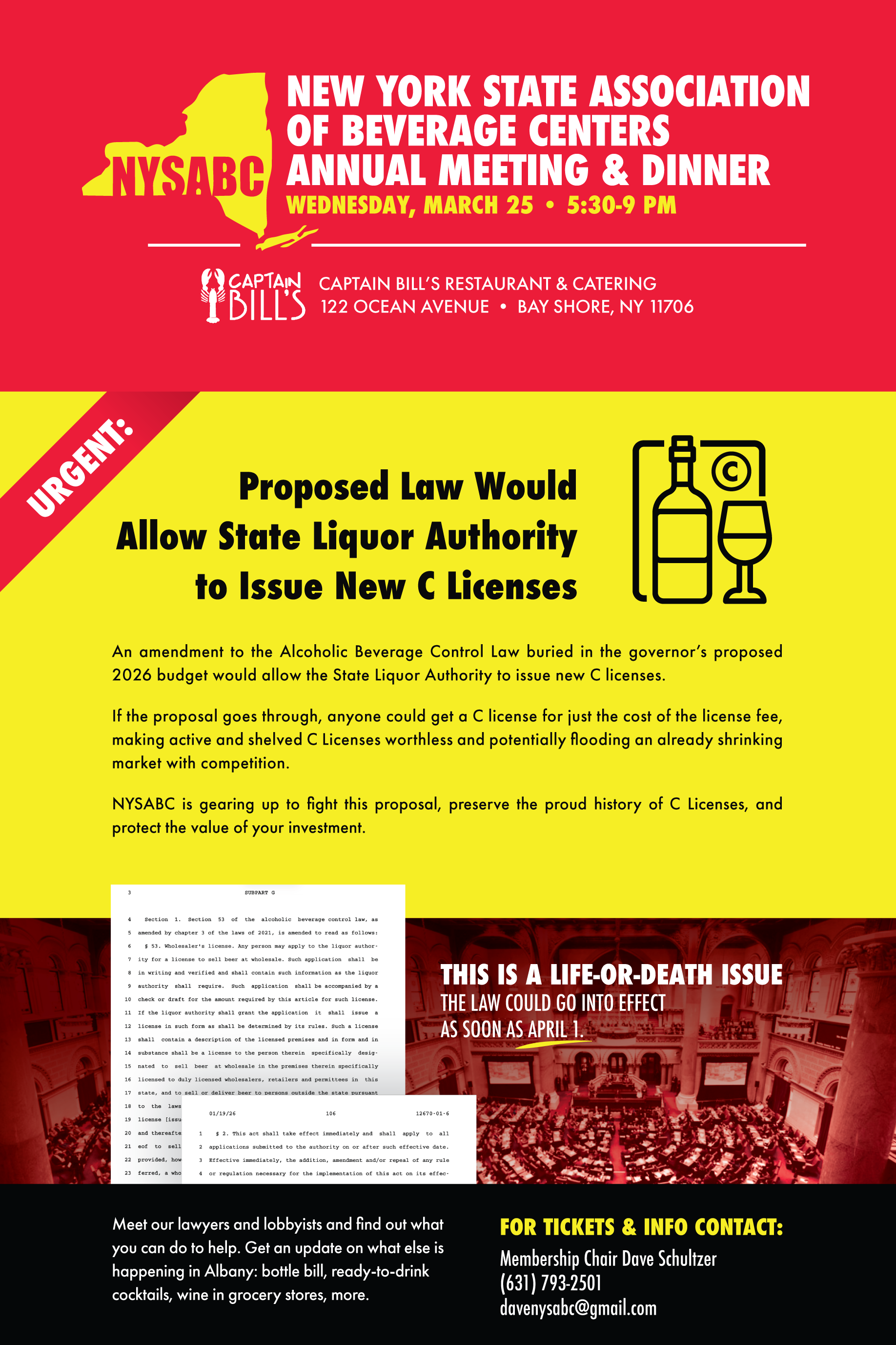 NEW YORK STATE ASSOCIATION OF BEVERAGE CENTERS ANNUAL MEETING AND DINNER flyer